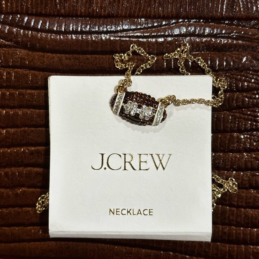 J. Crew Crystal Football Necklace with Gold chain